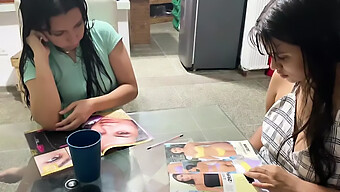 Fico Excitado Enquanto Folheio Revistas Com Minha Amiga, Levando A Um Encontro Apaixonado E Clímax