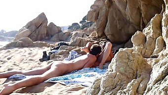 Outdoor Couple Indulges In Passionate Lovemaking On Sandy Beach