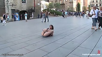 Spanish Babe Strolls In Public For Exhibitionist Thrill