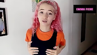 A Teenage Girl With Pink Hair Gives A Blowjob And Receives Cum In Her Mouth From A Pov Perspective